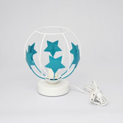 Детская настольная лампа STARS 1xE27/15W/230V бирюзовый/белый