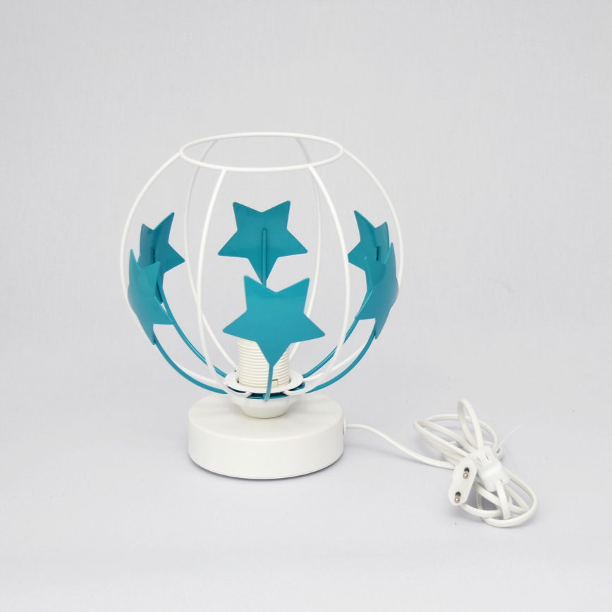 Детская настольная лампа STARS 1xE27/15W/230V бирюзовый/белый
