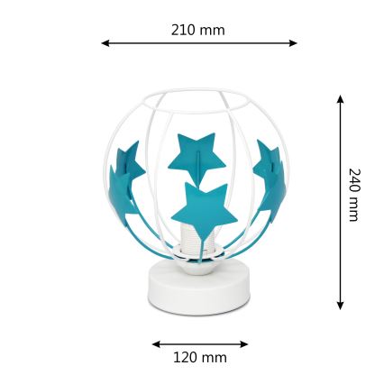 Детская настольная лампа STARS 1xE27/15W/230V бирюзовый/белый