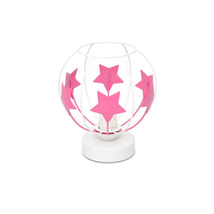 Детская настольная лампа STARS 1xE27/15W/230V розовый/белый