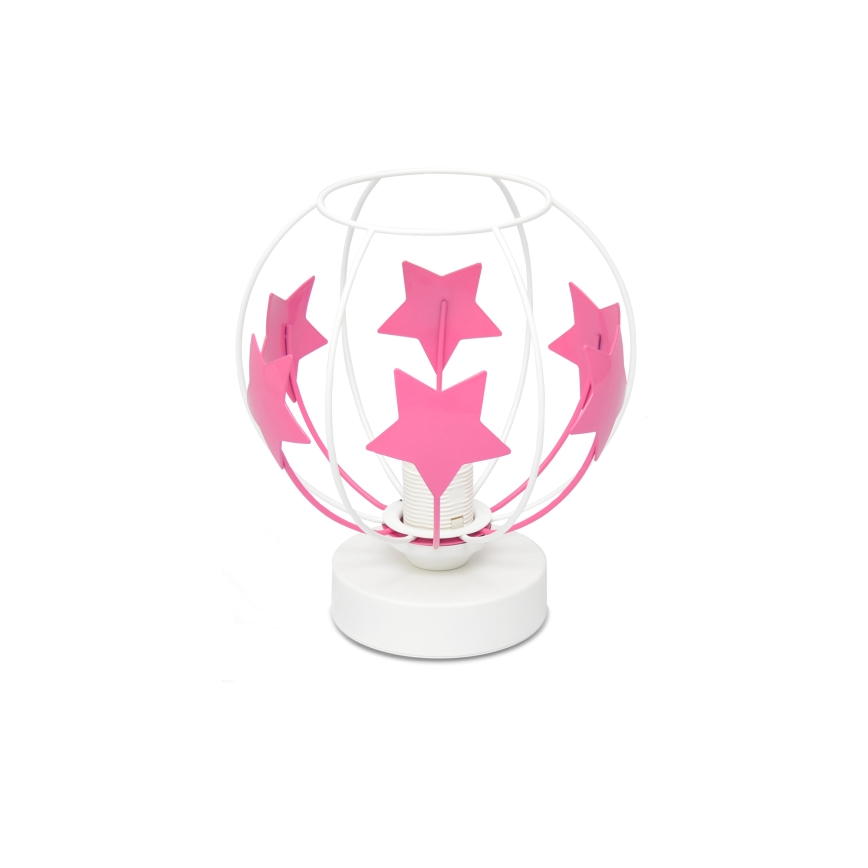 Детская настольная лампа STARS 1xE27/15W/230V розовый/белый
