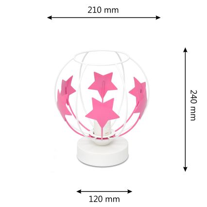 Детская настольная лампа STARS 1xE27/15W/230V розовый/белый