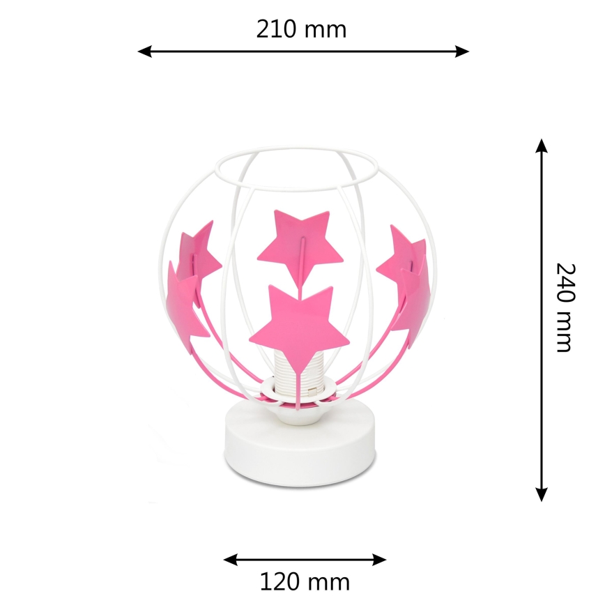 Детская настольная лампа STARS 1xE27/15W/230V розовый/белый