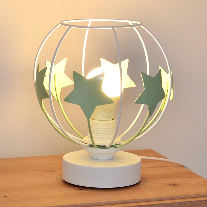 Детская настольная лампа STARS 1xE27/15W/230V зеленый/белый