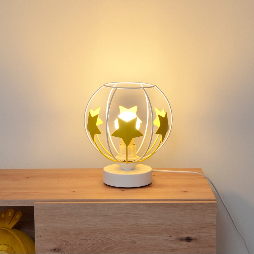 Детская настольная лампа STARS 1xE27/15W/230V желтый/белый