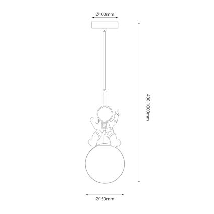 Детская подвесная люстра ASTRONAUT 1xE27/60W/230V диаметр 15 см золотистый/бежевый
