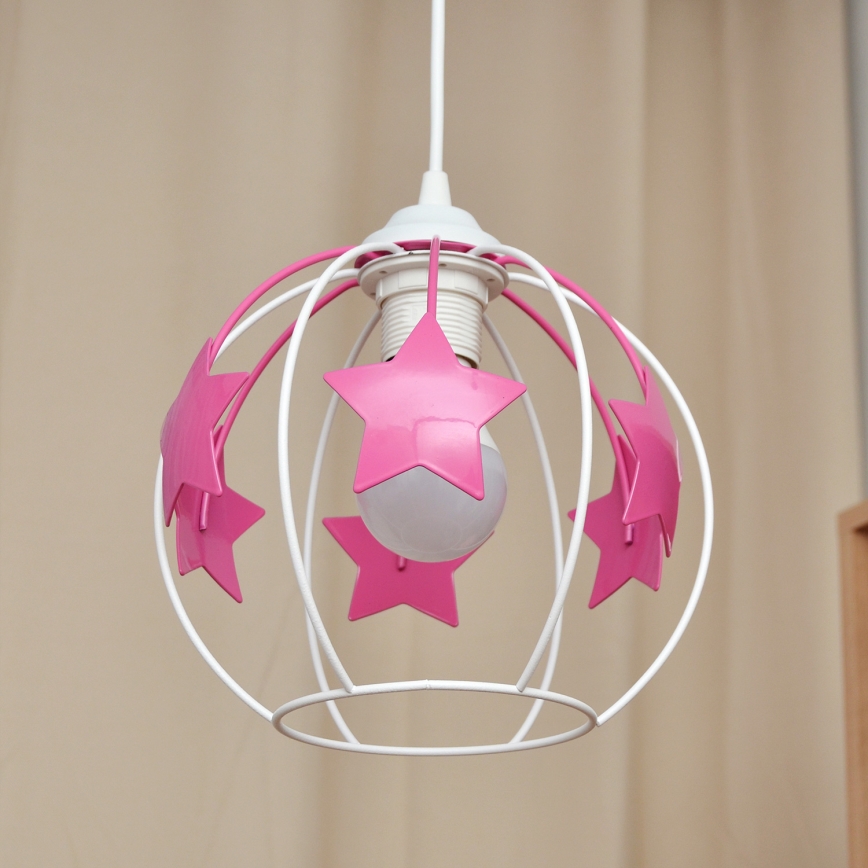 Детская подвесная люстра STARS 1xE27/15W/230V розовый/белый