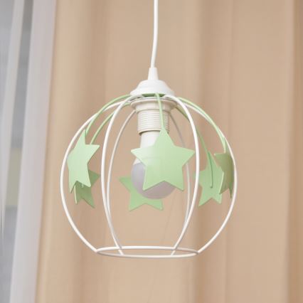 Детская подвесная люстра STARS 1xE27/15W/230V зеленый/белый