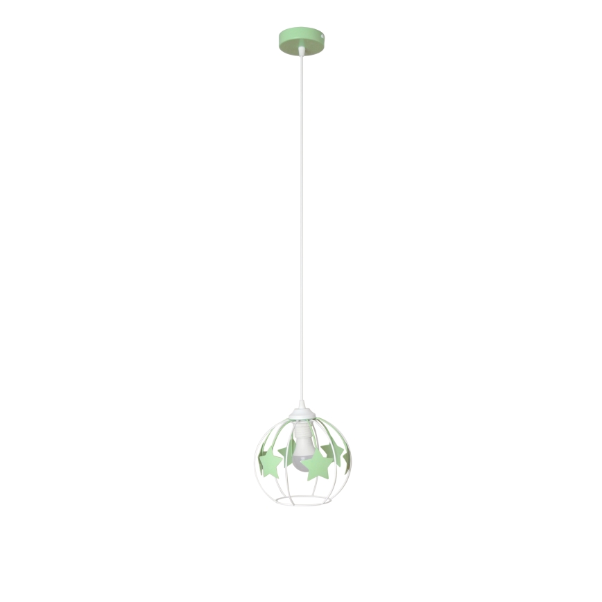 Детская подвесная люстра STARS 1xE27/15W/230V зеленый/белый