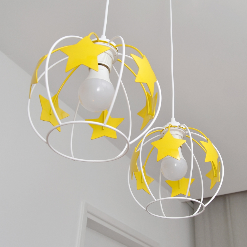 Детская подвесная люстра STARS 2xE27/15W/230V желтый/белый