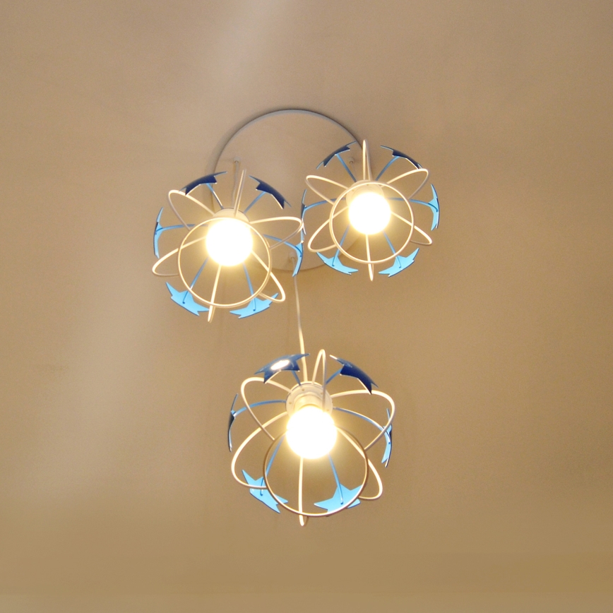 Детская подвесная люстра STARS 3xE27/15W/230V синий/белый