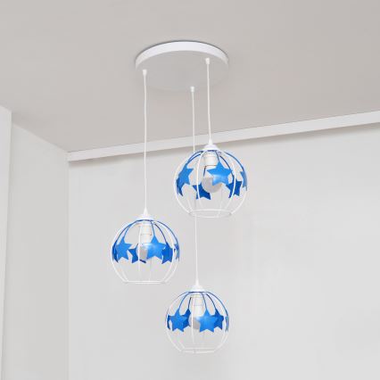 Детская подвесная люстра STARS 3xE27/15W/230V синий/белый