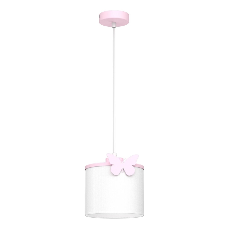 Детская подвесная люстра SWEET 1xE27/15W/230V белый/розовый/бабочка