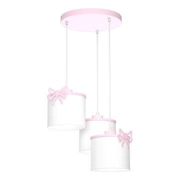 Детская подвесная люстра SWEET 3xE27/15W/230V белый/розовый/бабочка