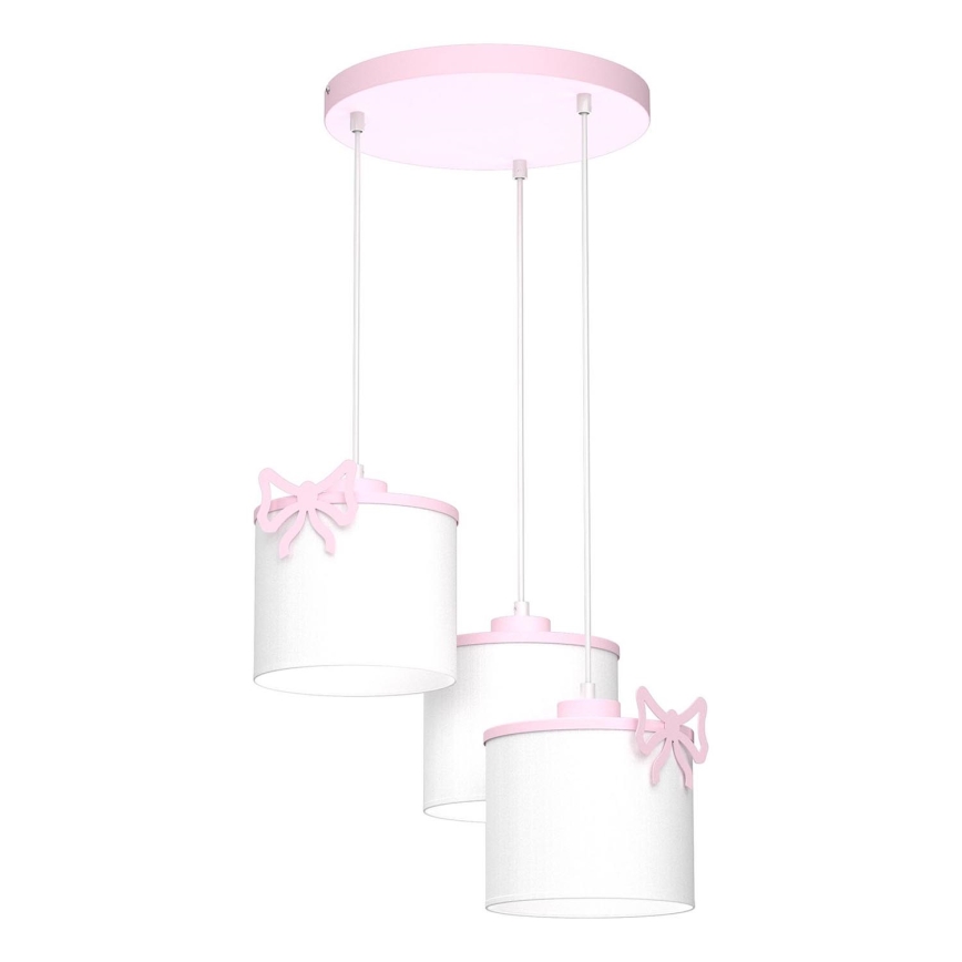 Детская подвесная люстра SWEET 3xE27/15W/230V белый/розовый/бабочка