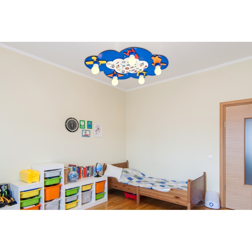 Детская потолочная лампа LUCCA 5xE27/24W/230V синяя