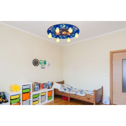 Детская потолочная лампа LUCCA 6xE27/24W/230V синяя