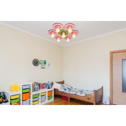 Детская потолочная лампа LUCCA 7xE27/24W/230V розовая