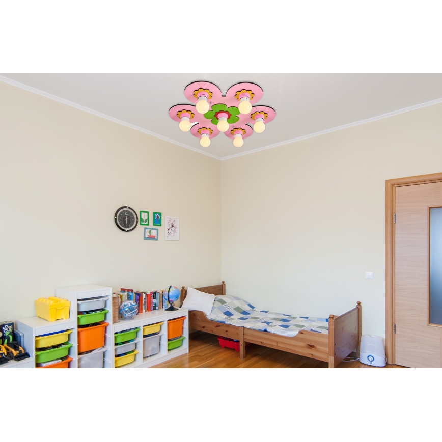 Детская потолочная лампа LUCCA 7xE27/24W/230V розовая