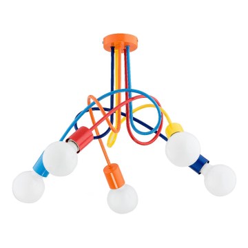 Детская припотолочная люстра TANGO 5xE27/15W/230V красочный