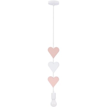 Детски лустер HEART 1xE27/20W/230V розова/бяла