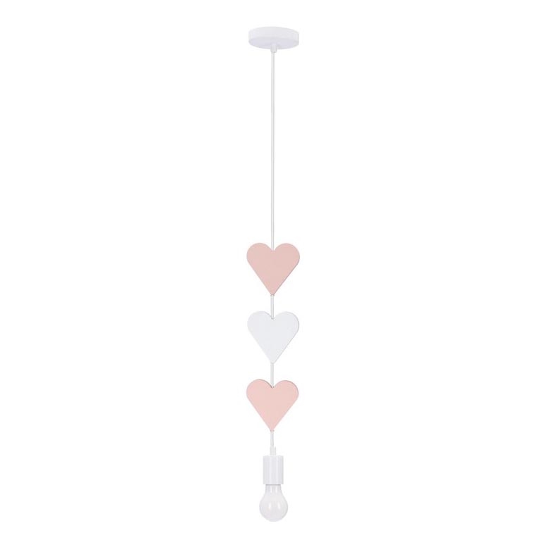 Детски лустер HEART 1xE27/20W/230V розова/бяла