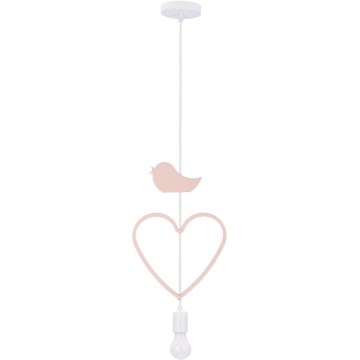Детский подвесной светильник HEART 1xE27/20W/230V розовый/белый