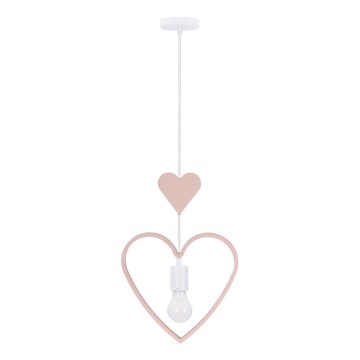 Детский подвесной светильник HEART 1xE27/20W/230V розовый/белый