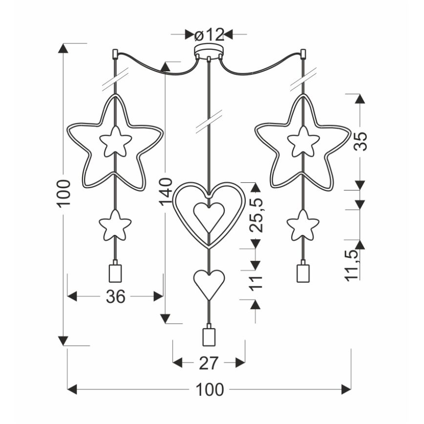 Детский подвесной светильник TRIO 3xE27/20W/230V синяя/розовая/желтая