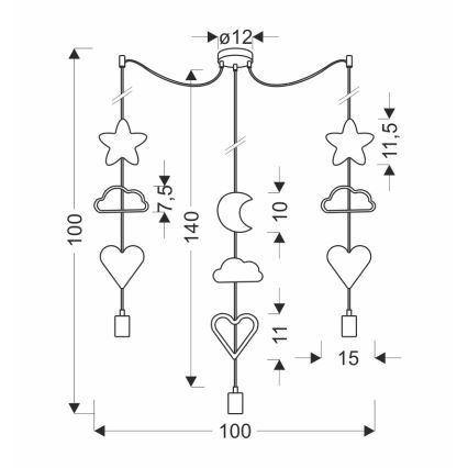 Детский подвесной светильник TRIO 3xE27/20W/230V желтый/белый/розовый