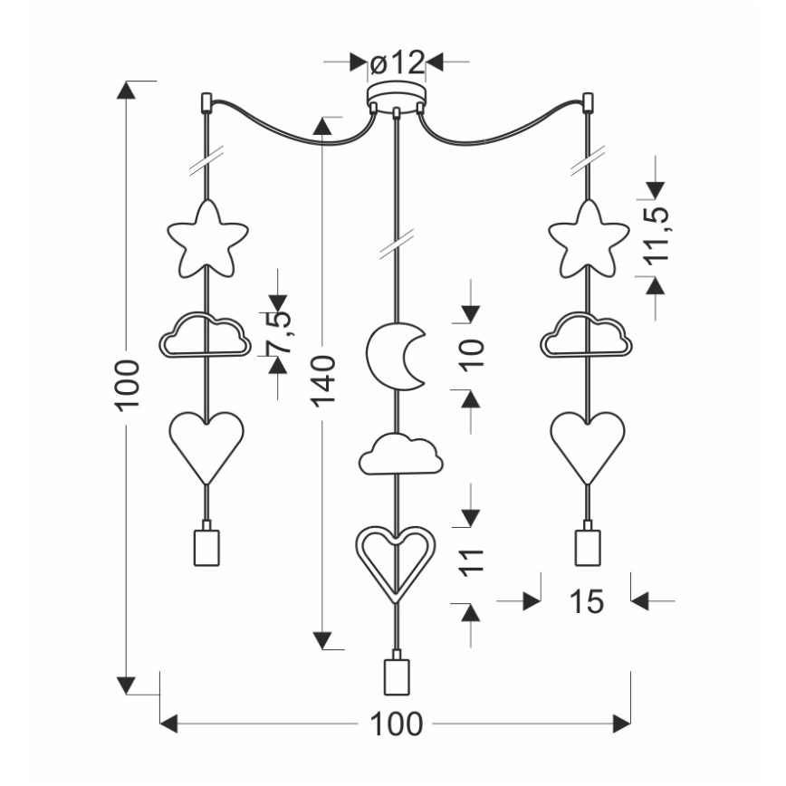 Детский подвесной светильник TRIO 3xE27/20W/230V желтый/белый/розовый