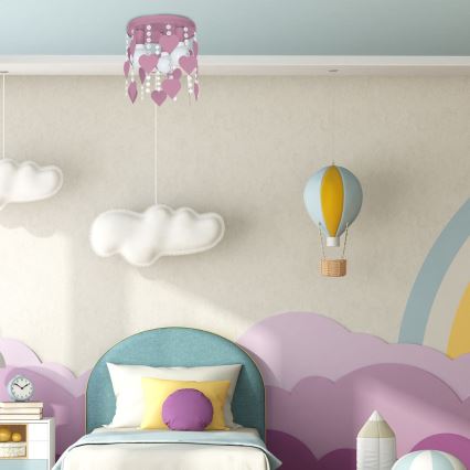 Детский потолочный светильник ELZA hearts 3xE27/60W/230V розовый