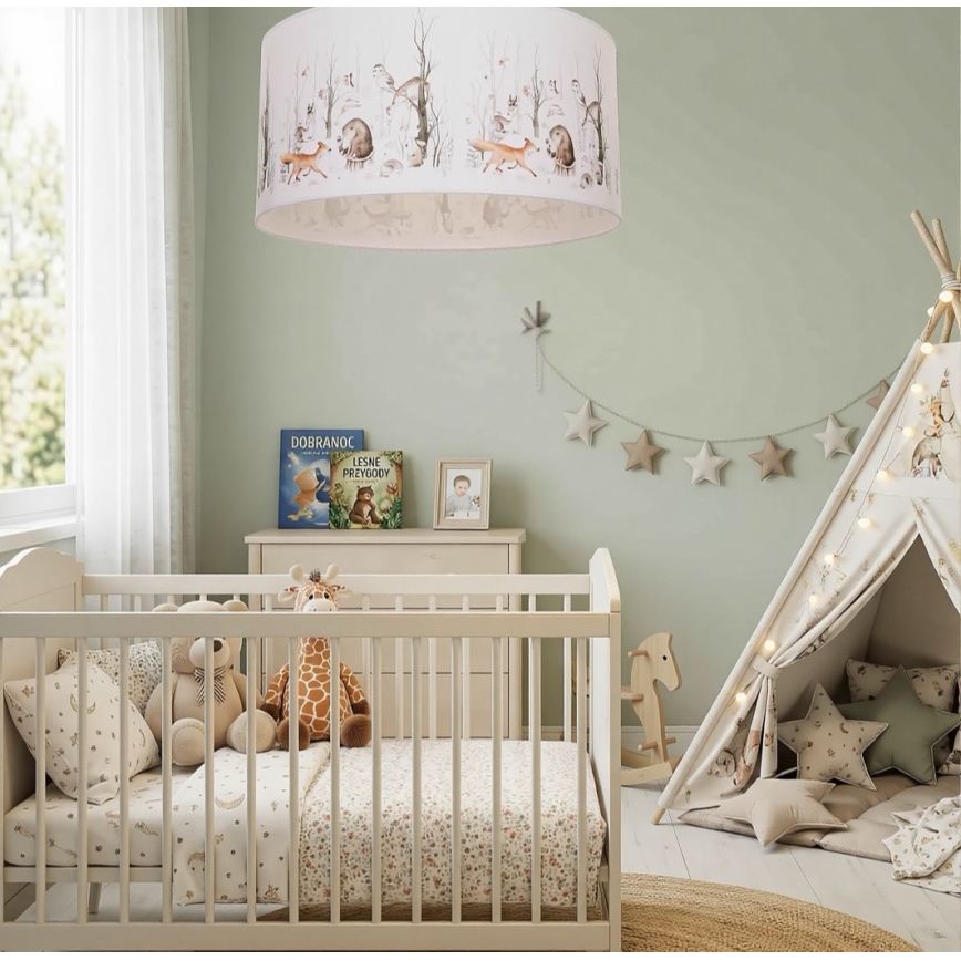 Детский потолочный светильник KIDS ROOM, 1xE27/60W/230V, диаметр 40 см, с изображением животных