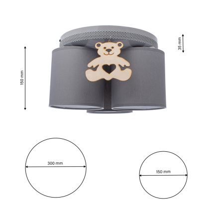 Детский потолочный светильник BEAR 3xE27/60W/230V