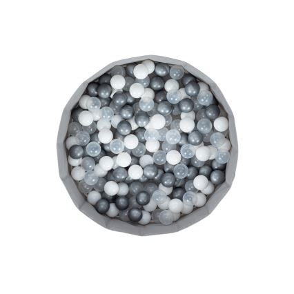 Детский сухой бассейн с шариками, диаметр 80 см, белый/серый