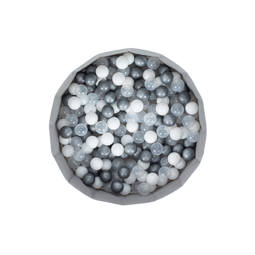 Детский сухой бассейн с шариками, диаметр 80 см, белый/серый