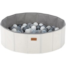 Детский сухой бассейн с шариками диаметр 80 см белый/серый