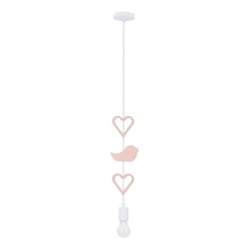 Детский светильник на проводе HEART 1xE27/20W/230V розовый/белый