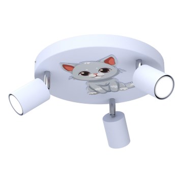 Детский точечный светильник FUN 3xGU10/8W/230V синий/кот