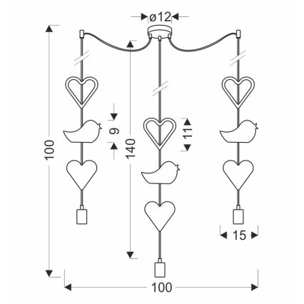 Детский висячий светильник TRIO 3xE27/20W/230V розовый/белый
