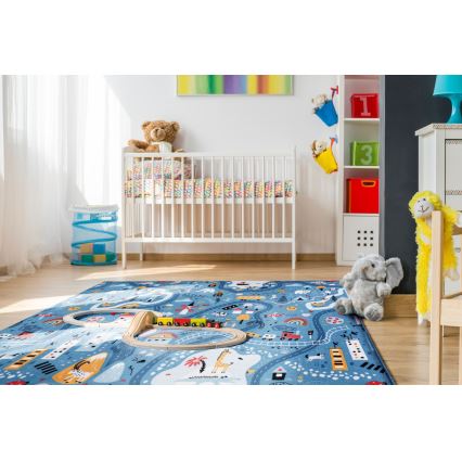 Детский ковёр STELLA STREETS 100x150 см синий/город