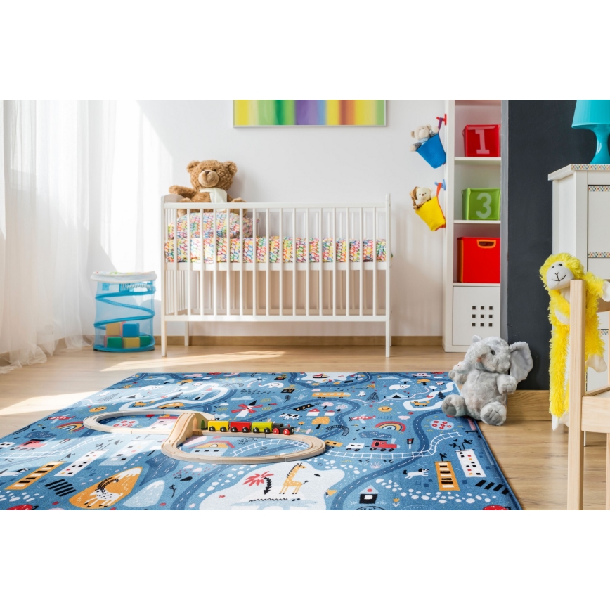 Детский ковёр STELLA STREETS 100x150 см синий/город