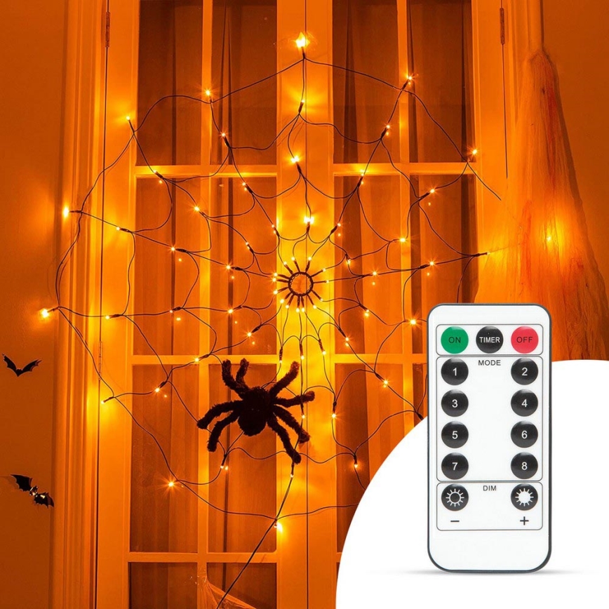 Декоративна LED гірлянда HALLOWEEN LED/5V/8 функцій павутина + дистанційне керування