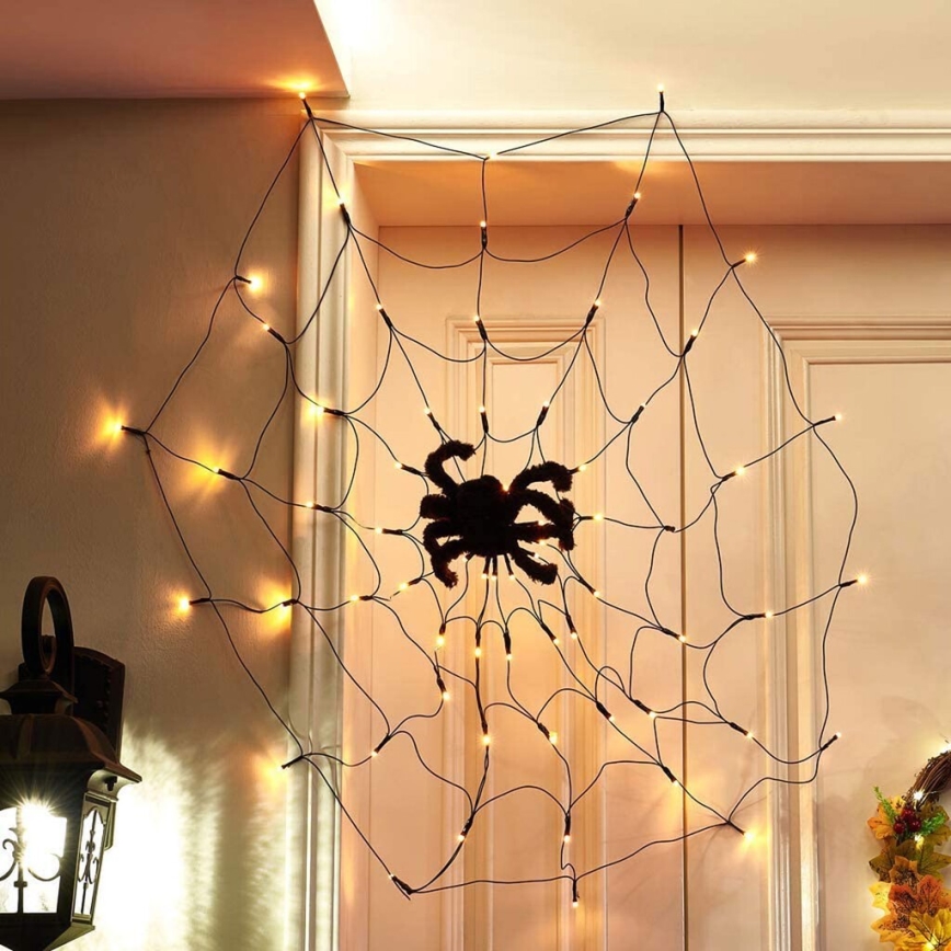 Декоративна LED гірлянда HALLOWEEN LED/5V/8 функцій павутина + дистанційне керування