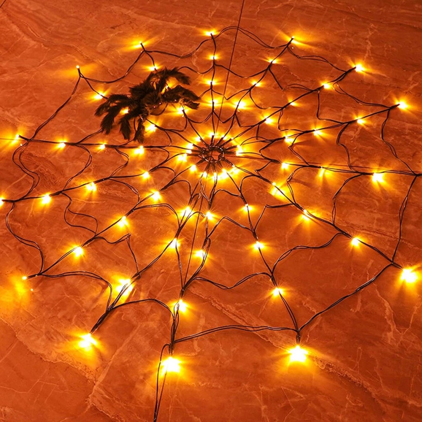 Декоративна LED гірлянда HALLOWEEN LED/5V/8 функцій павутина + дистанційне керування