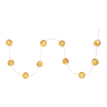 Декоративная LED-гирлянда 10xLED/2xAA тёплая белая