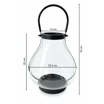 Декоративний ліхтар GLASSY, 25 см, чорний