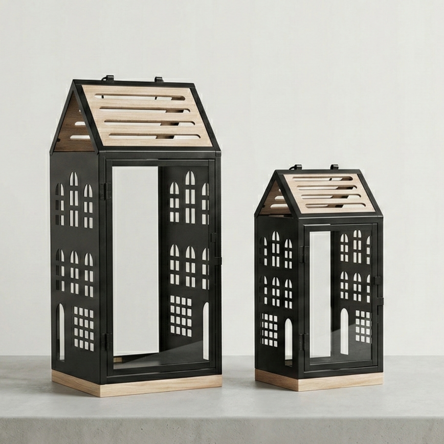 Декоративний ліхтар HOME 47,5 см чорний/бежевий