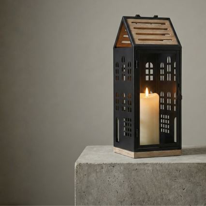 Декоративний ліхтар HOME 47,5 см чорний/бежевий
