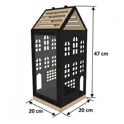 Декоративний ліхтар HOME 47,5 см чорний/бежевий